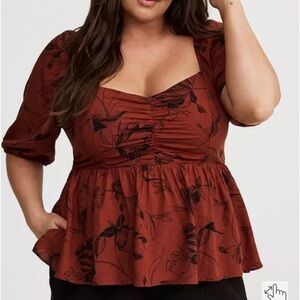 Torrid Rust Floral Blouse size 5
